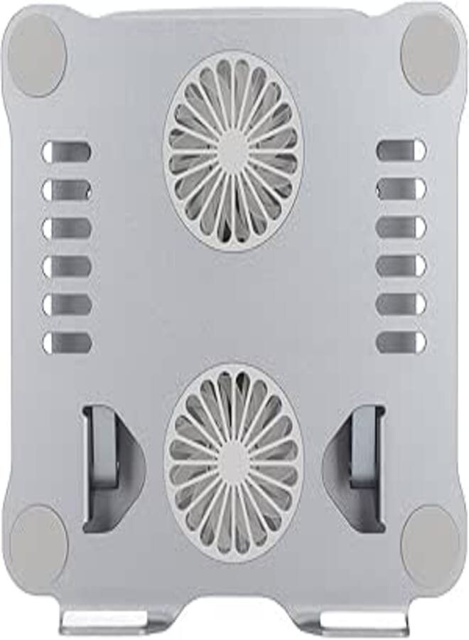 TechTrendz Aluminum Alloy Laptop Stand With Cooling Fan, PC Stand, Tablet Stand, Foldable,USB Connection,Adjustable Height Up to 16’’,Strong Cooler Stand, Suitable For Office,WFH,Business Trips (Grey)